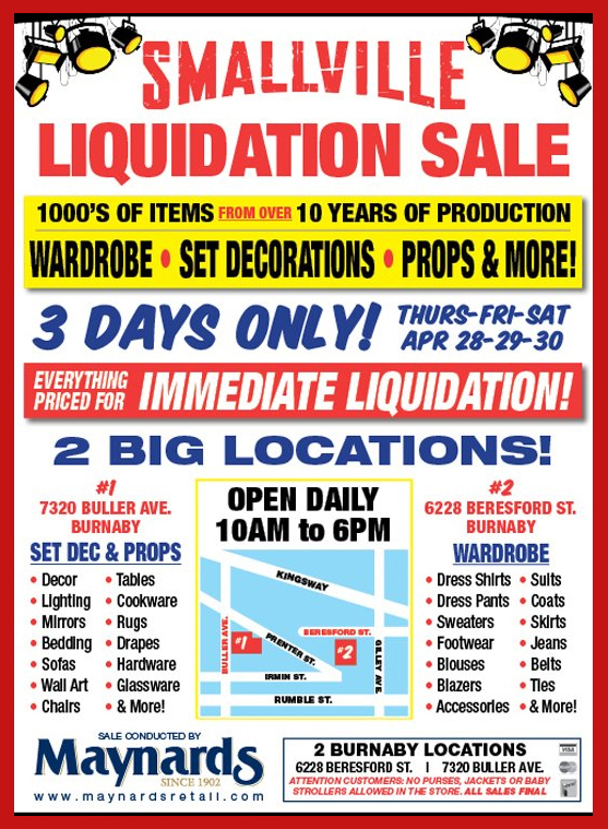 ‘Smallville’ TV Prop, Wardrobe, Set Decoration Liquidation Sale at ...